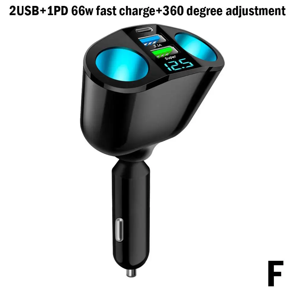 Auto Zigaretten anzünder 12V-24V Steckdose Splitter blaue Atmosphäre Licht pd qc 3,0 2 USB-Ladegerät c Anschlüsse für Mobiltelefon dvr cha h4p2