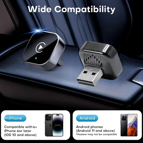 Imagen 2 del producto Plug And Play Auto Connect - Adaptador CarPlay inalámbrico con cable 2025/Android Auto 2 en 1 Mini Smart Box - Android Auto Ca inalámbrico