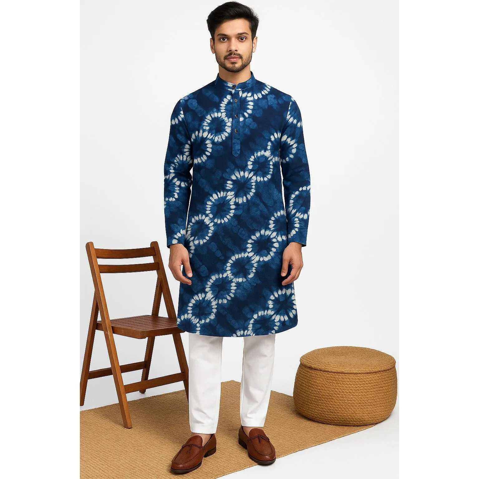 رداء رجالي مسلم بأكمام طويلة نمط عرقي 2025 بياقة واقفة ملابس عربية رداء إسلامي غير رسمي للرجال #6