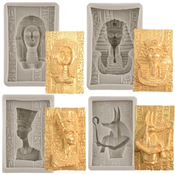 Egyptian Pharaoh Sphinx Mummy Silicone Fondant Molds Cake Decorating Tools Cupcake Topper Candy Gum Paste Polymer Clay Mould