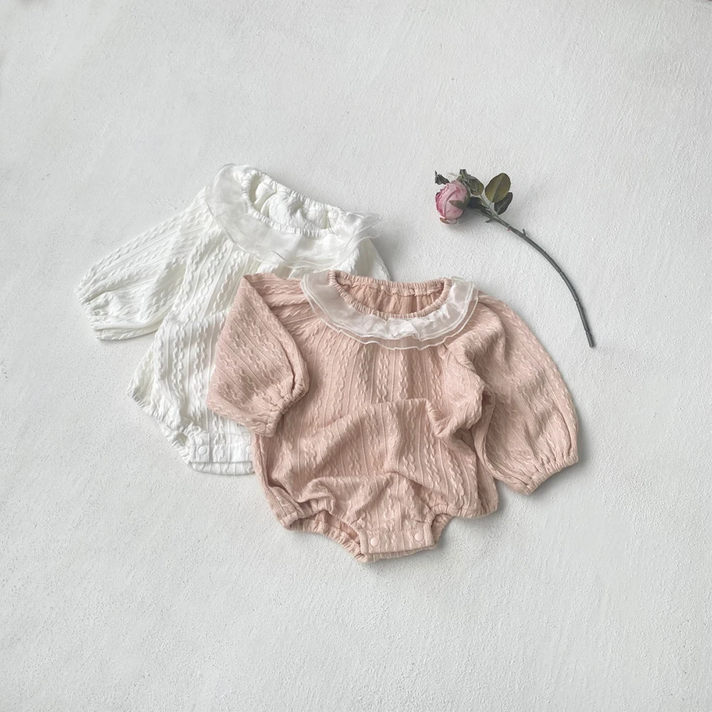 Toddler Lace One Piece Loose Thin Infant Clothes Baby Bodysuits and One-pieces 3-24M Baby Girls Clothes Solid Color