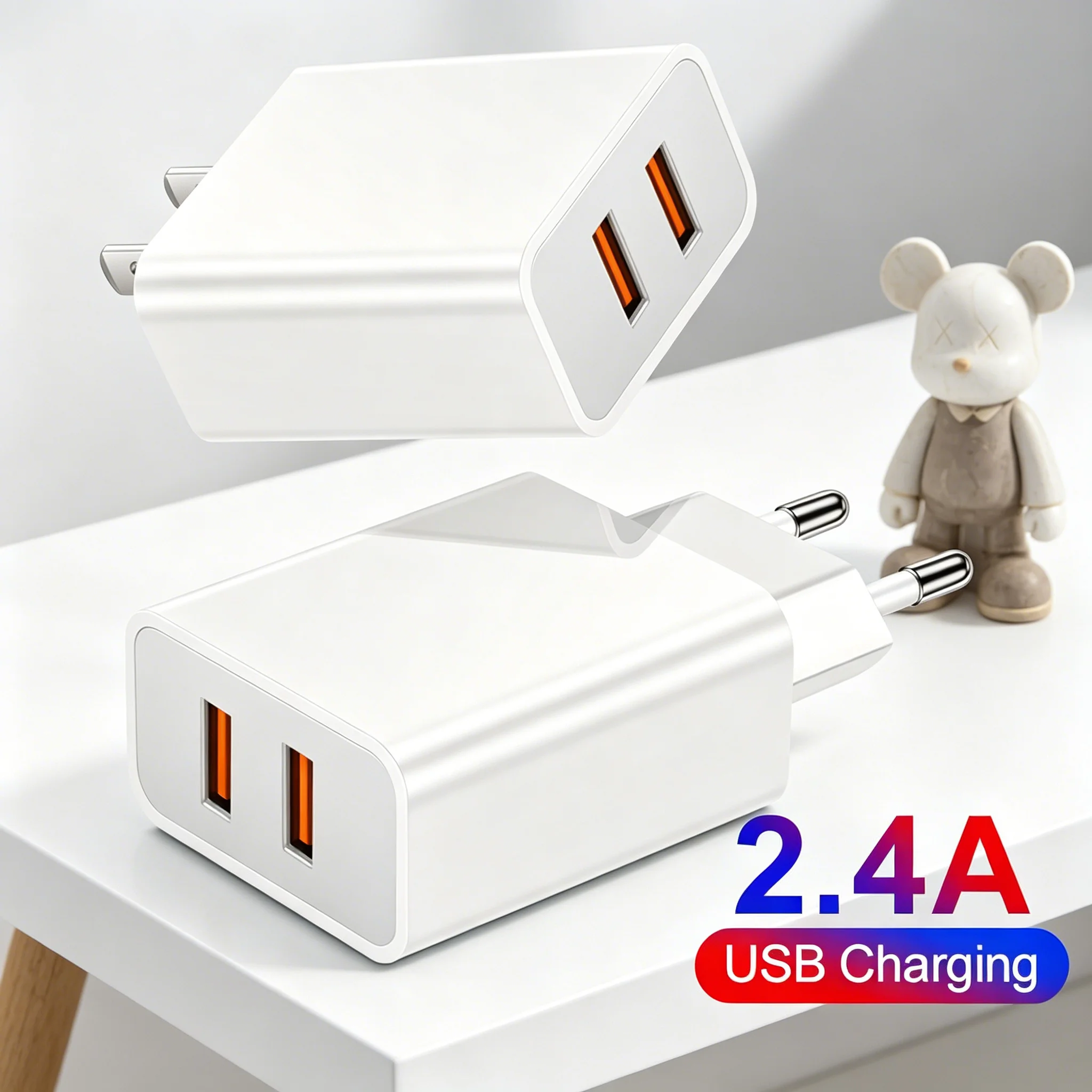 QC3.0 Dual USB Fast Charger 2 Ports Quick Charge Power Adapter Portable Phone Charger For Samsung Xiaomi 15 Huawei EU US UK Plug