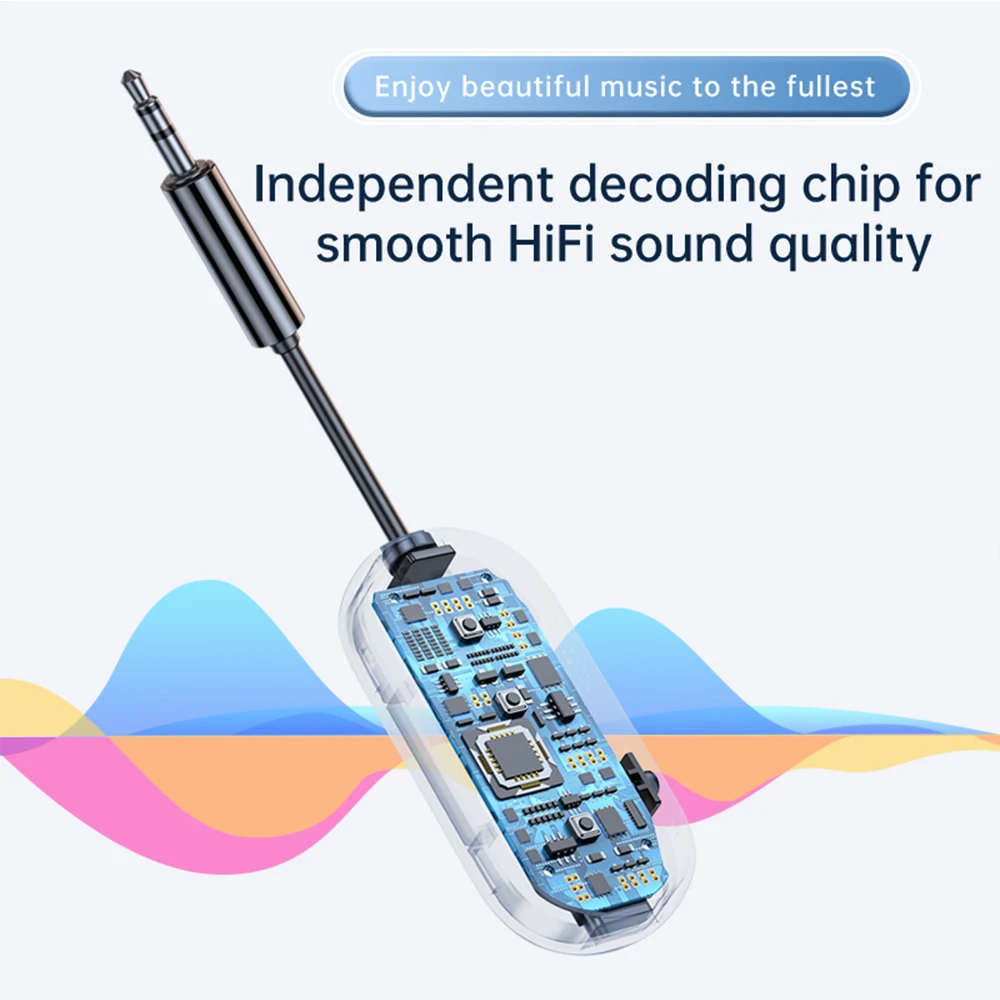 Bluetooth 5.4 Audio Transmitter Receiver 3.5MM AUX Hifi Stereo Music Wireless Adapter With Mic For Car Airplane TV PC Headphone view 4