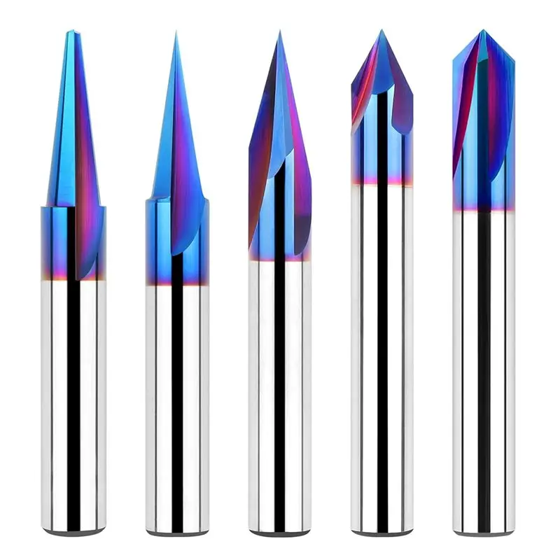 

ABKP-CNC Wood Carving Router Bits Set- 5PCS, 1/4" Shank, 15° Detail Carving Liner+ 20° Profile Bit+ 30°+ 60°+ 90° V