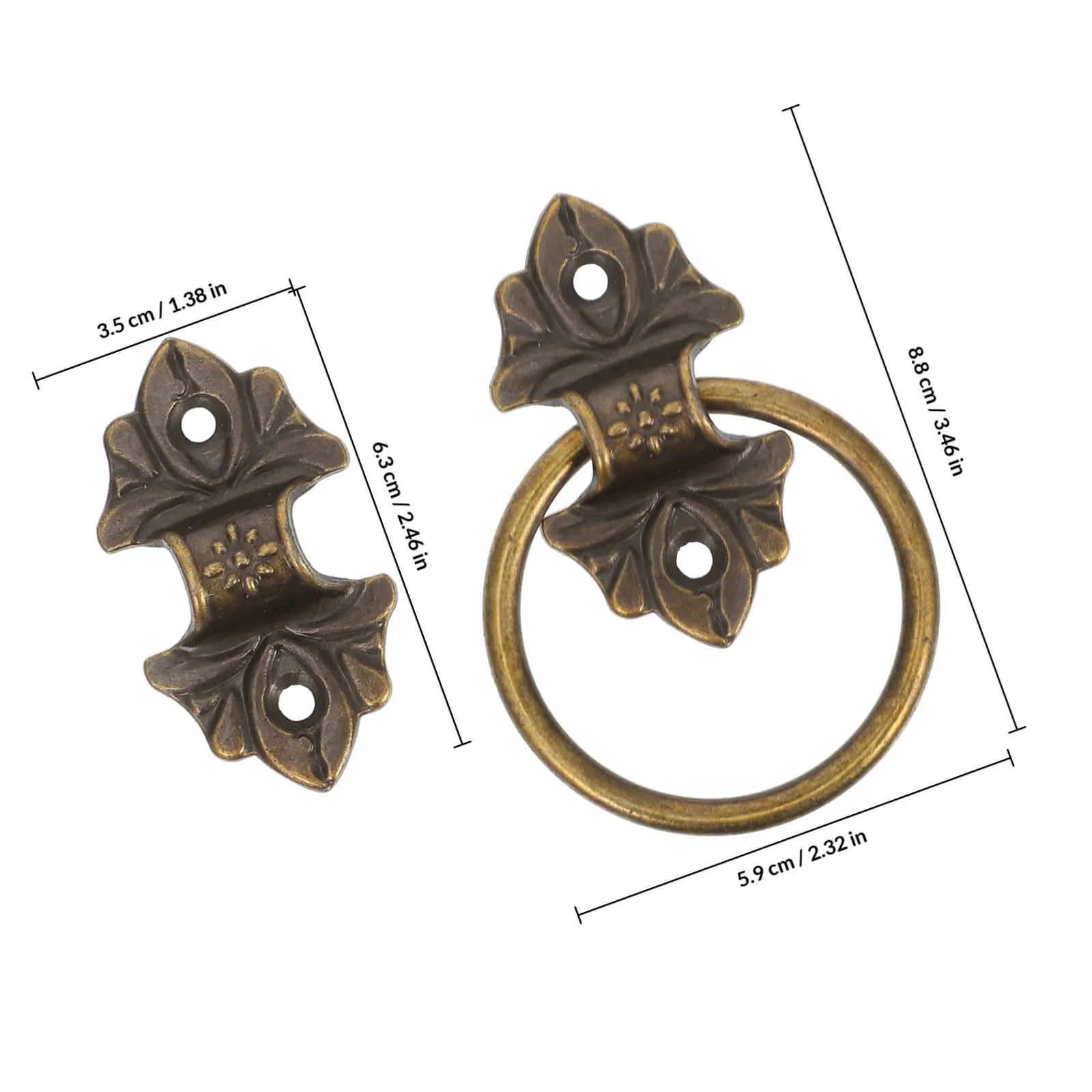 Vintage Ring Drawer Pull Handles 2 Pack Round Drop Cabinet Knobs for Dresser Cupboard Furniture Replacement