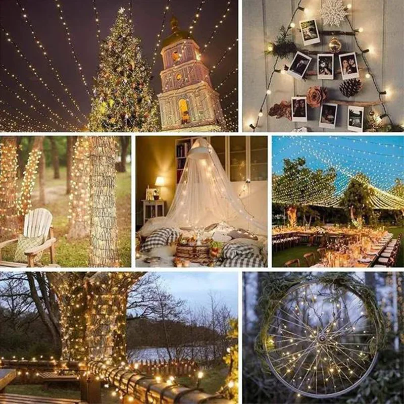 LED Solar String Lights Outdoor Fairy Garden lampade impermeabili ghirlanda per la decorazione di illuminazione domestica della festa di natale di natale