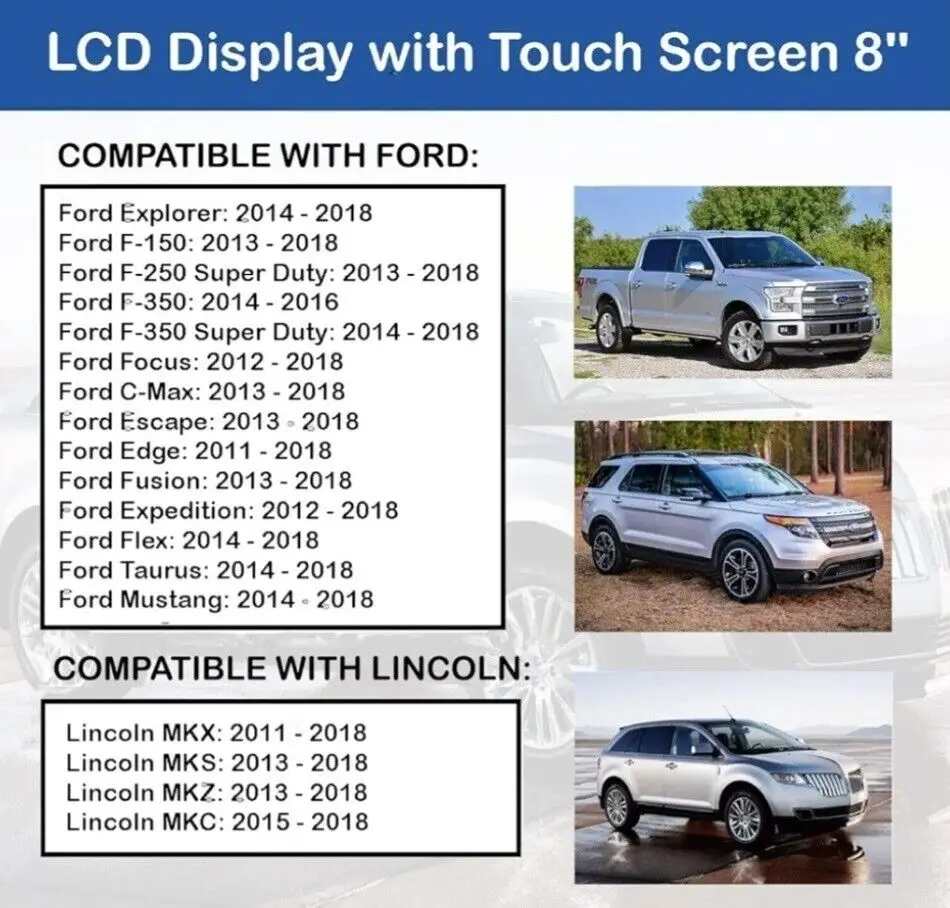 LCD Display For Ford SYNC 3 Explorer F-150 F-250 F-350 Focus C-max Escape Edge Fusion Expediton Flex Media Navigation 8