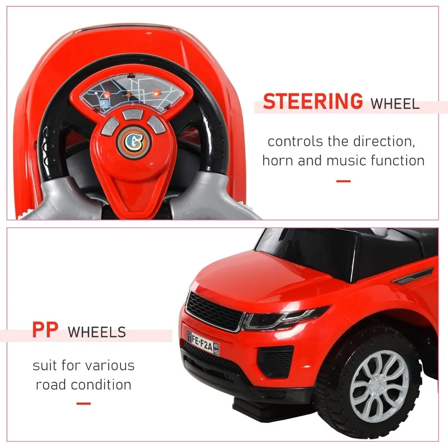 2 في 1 دفع سيارات للأطفال الصغار طفل ركوب على دفع عربة سيارة انزلاق سيارة مع القرن الموسيقى الخفيفة وظيفة شريط آمن ركوب على لعبة fo
