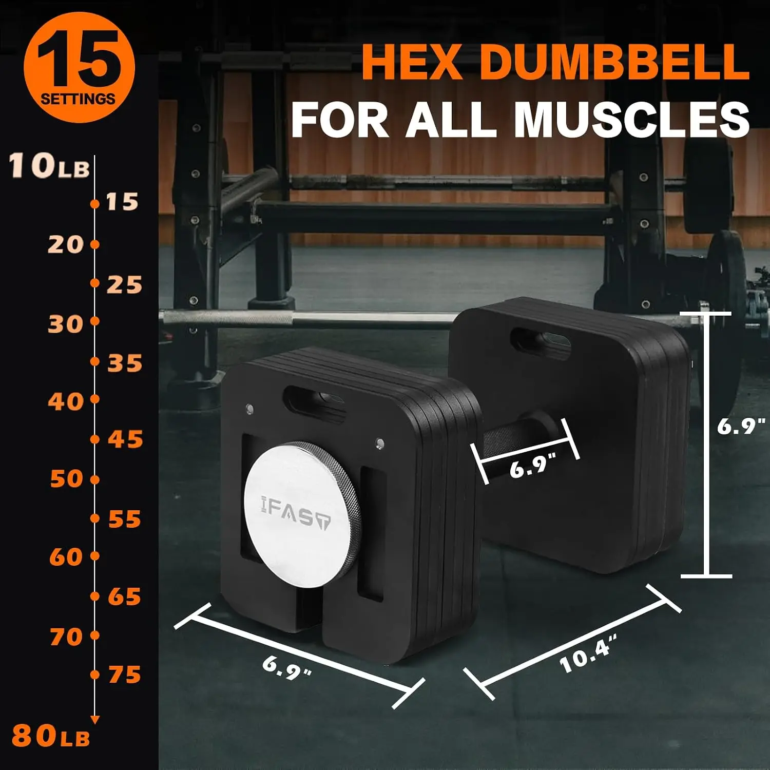 Adjustable Dumbbells Set, 10-160 LB in 5 LB Increments, Single or Pair, Free Weights with Anti-Slip Steel Handle, Customized