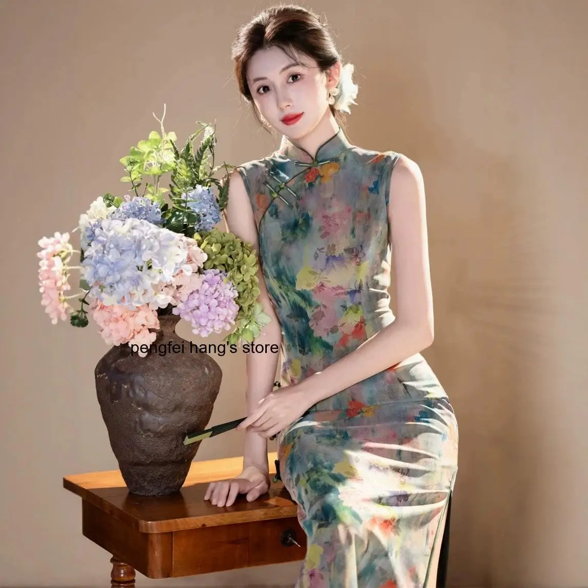 women-sleeveless-long-cheongsam-2026-summer-oil-painting-print-republic-of-china-style-mesh-composite-new-chinese-qipao-vestidos