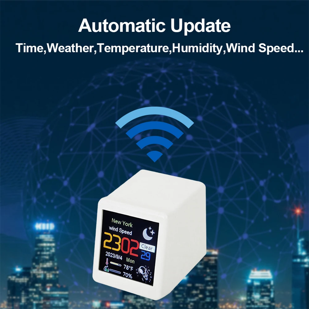 ミニスマート WIFI 気象ステーション時計 DIY かわいい GIF アニメーションデスクトップミニ時計デスクトップ装飾