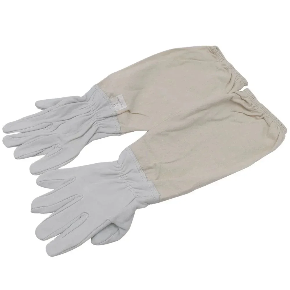 2Pair Beekeeping Gloves Sheepskin/Linen Gloves Anti-bee Anti-sting Long Sleeves Ventilated Apiculture Beekeeper Bee Keeping Tool