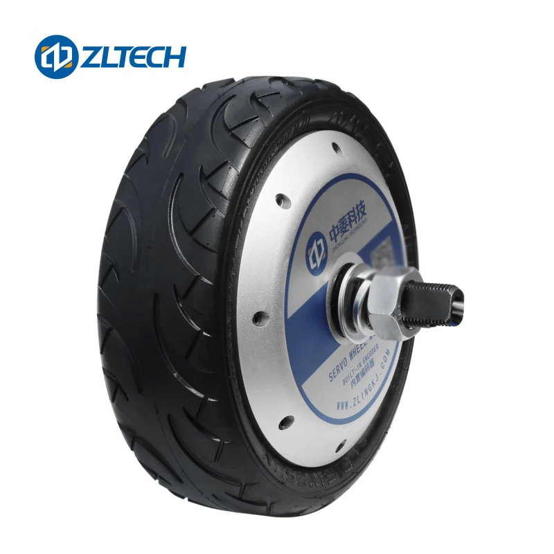 CE LVDS 10inch 48V 800W 150RPM 300kg Load IP65 Rubber Tire Hub Wheel Dc Motor With 4096-wire Encoder For AGV Robot