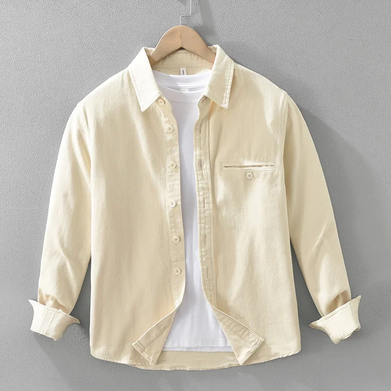 

Рубашка-карго в корейском стиле, мужская рубашка с длинным рукавом, весенние новые мужские рубашки с карманами и лацканами, повседневные рубашки из чистого хлопка, топ, простой Ropa Hombre