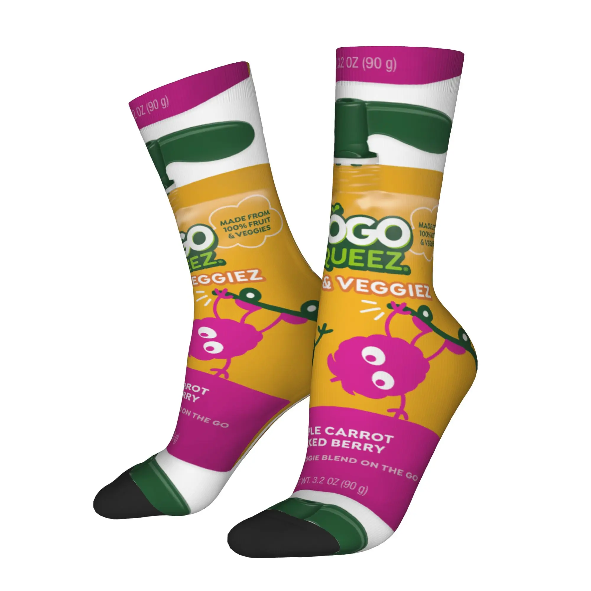 

Забавные носки gGoGo SqueeZ gGoGo Squeez Carrot Mixed Berry Pouch с качественным принтом в стиле хип-хоп, мужские повседневные носки