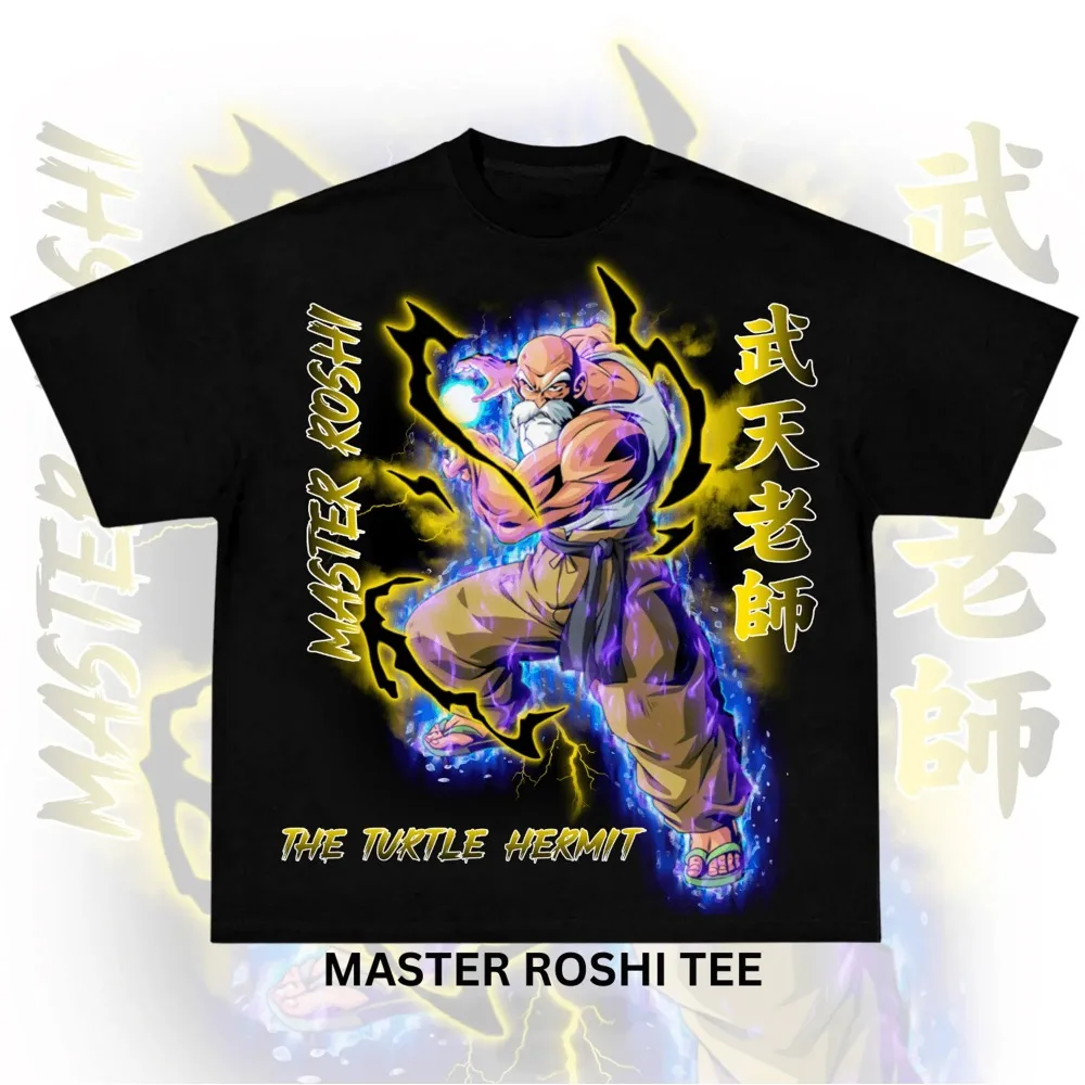 

Летняя футболка оверсайз «Драгон Болл» 2026 года, высокое качество, 100% хлопок, принт «Мастер Роши Камехамеха», унисекс, ретро, повседневная, для взрослых и детей