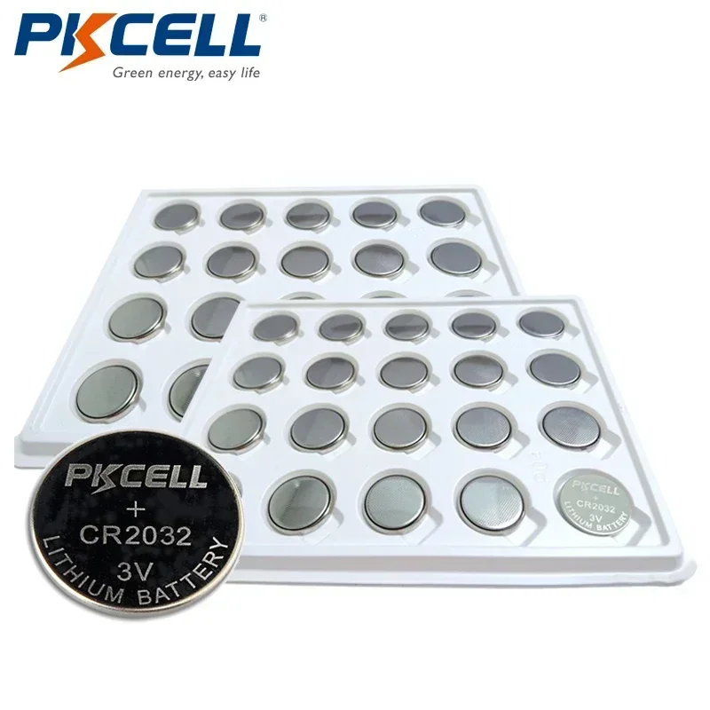 

50Pcs PKCELL Battery CR2032 Batteries 3V BR2032 DL2032 ECR2032 2032 SB-T15 Bateria CR 2032 Lithium Button Battery Batteries