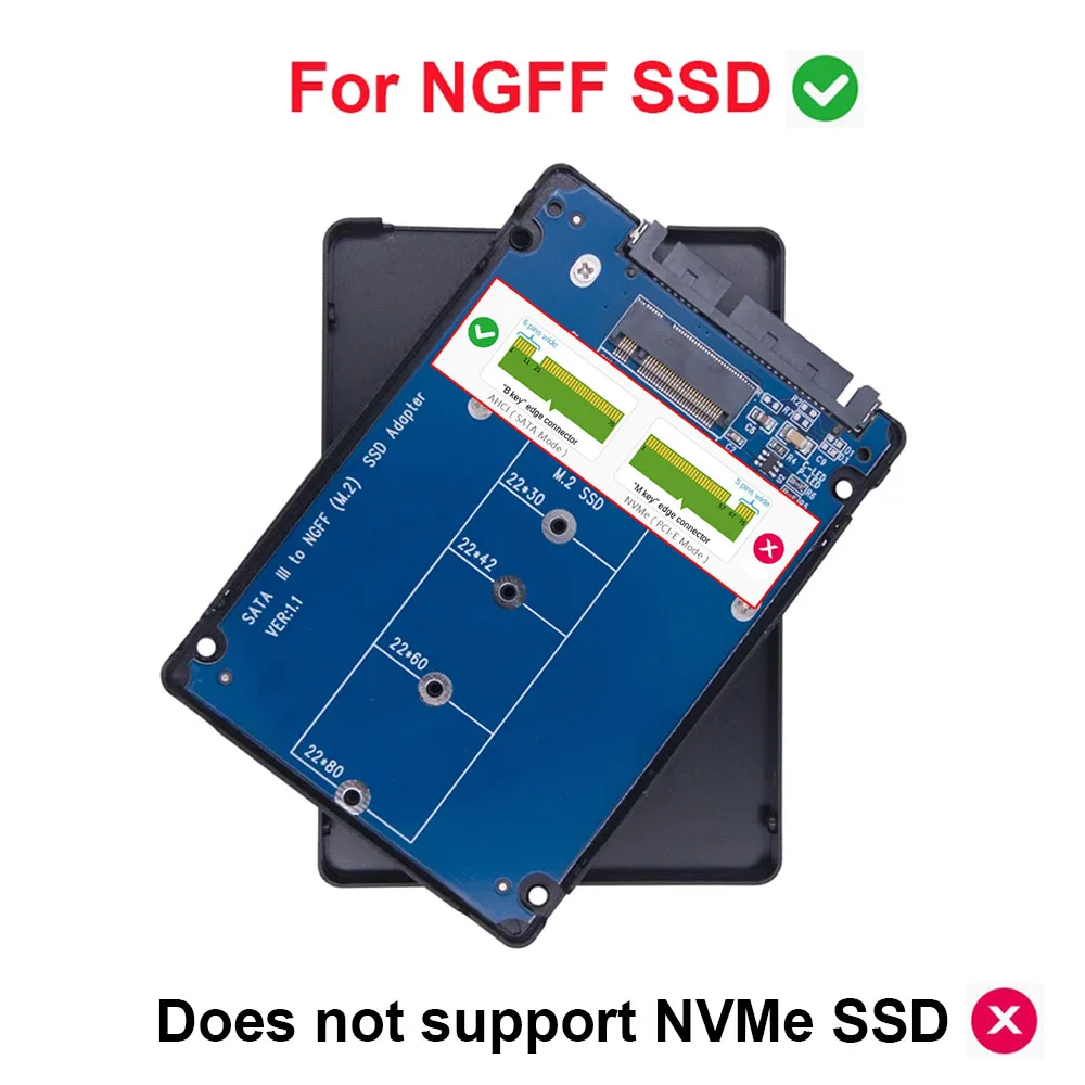 MSATA M.2 NGFF B Key 6Pin to SATA 3.0 Protocol for Laptop SSD Converter Hard Disk Box To Serial Port 2.5 inch Adapter Card