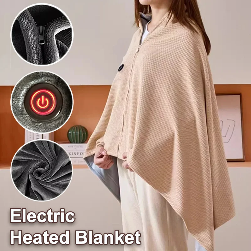 

Wearable Heating Electric Blanket USB Fleece Heated Mat 3 Heating Levels Throw Blanket Household Office Body Warmer Blanket