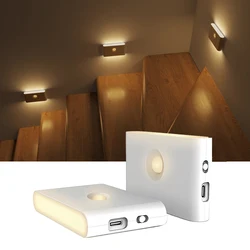 LED Induction Night Light Human Body Infrared Closet Lights Type-C Charging Magnetic Suction Wall Lamp for Bedroom Stair Toilet