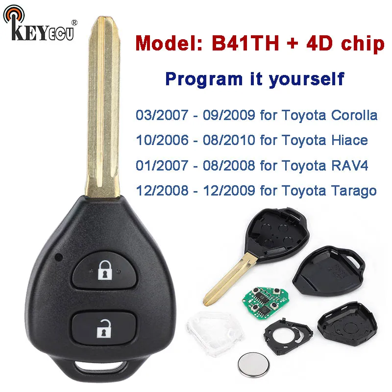 

KEYECU AU Model: B41TH 46D67 Chip for Toyota Corolla Hiace RAV4 Tarago 10/2006 - 08/2010 Replacement Remote Key Fob & Shell