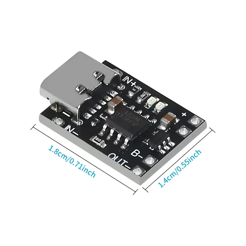 Ultra-Mini TP4057 Type-C Li-ion Battery Charging Board with Protection IC   Compatible with 18650,21700 and similar Li-ion cells