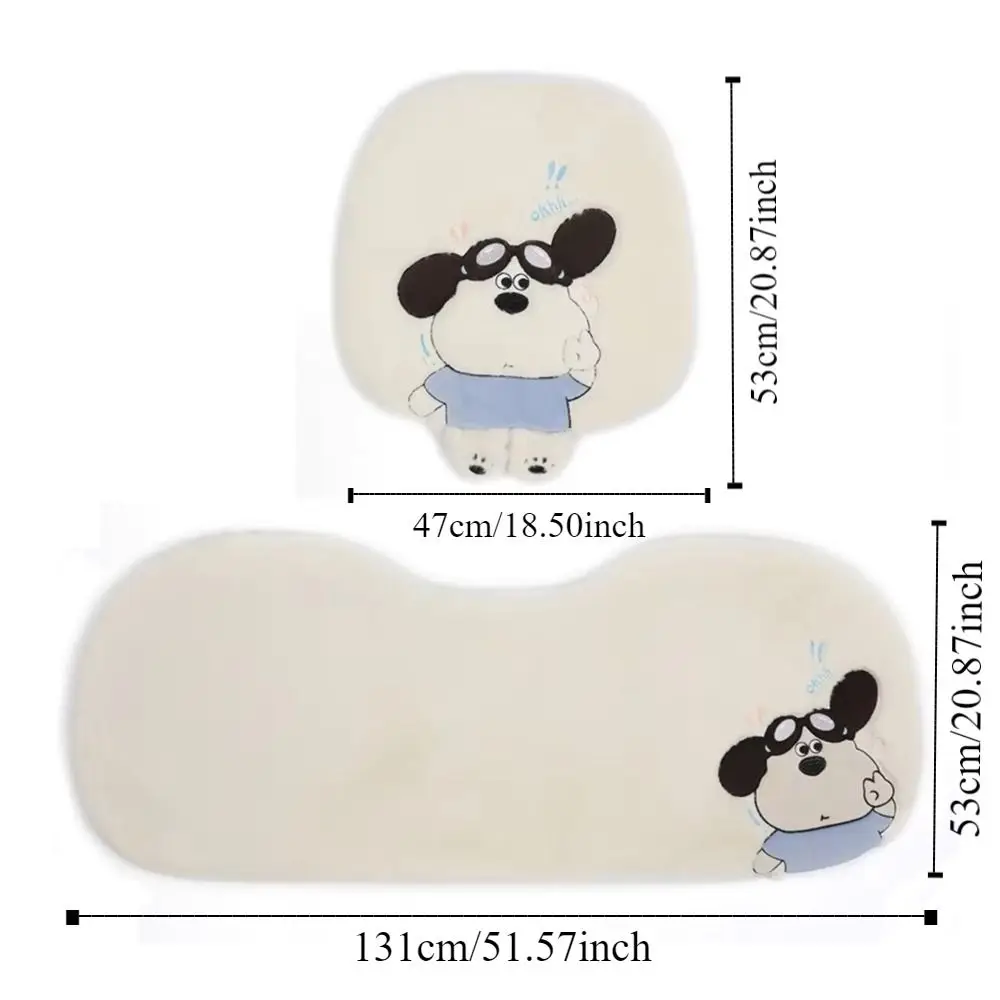 Cute Plush Car Seat Cushion Thick Antislip Seat Protector Pad Comfortable Cartoon Dog Pattern Car Seat Cover Cushion for Auto