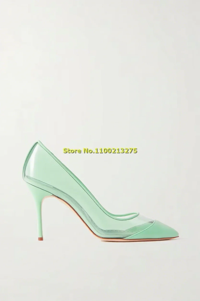 

Clear PVC Patchwork Women Pumps Stiletto High Heel Shallow Slip On Fashion 2024 New Arrivals Spirng Summer Shoes High Heel