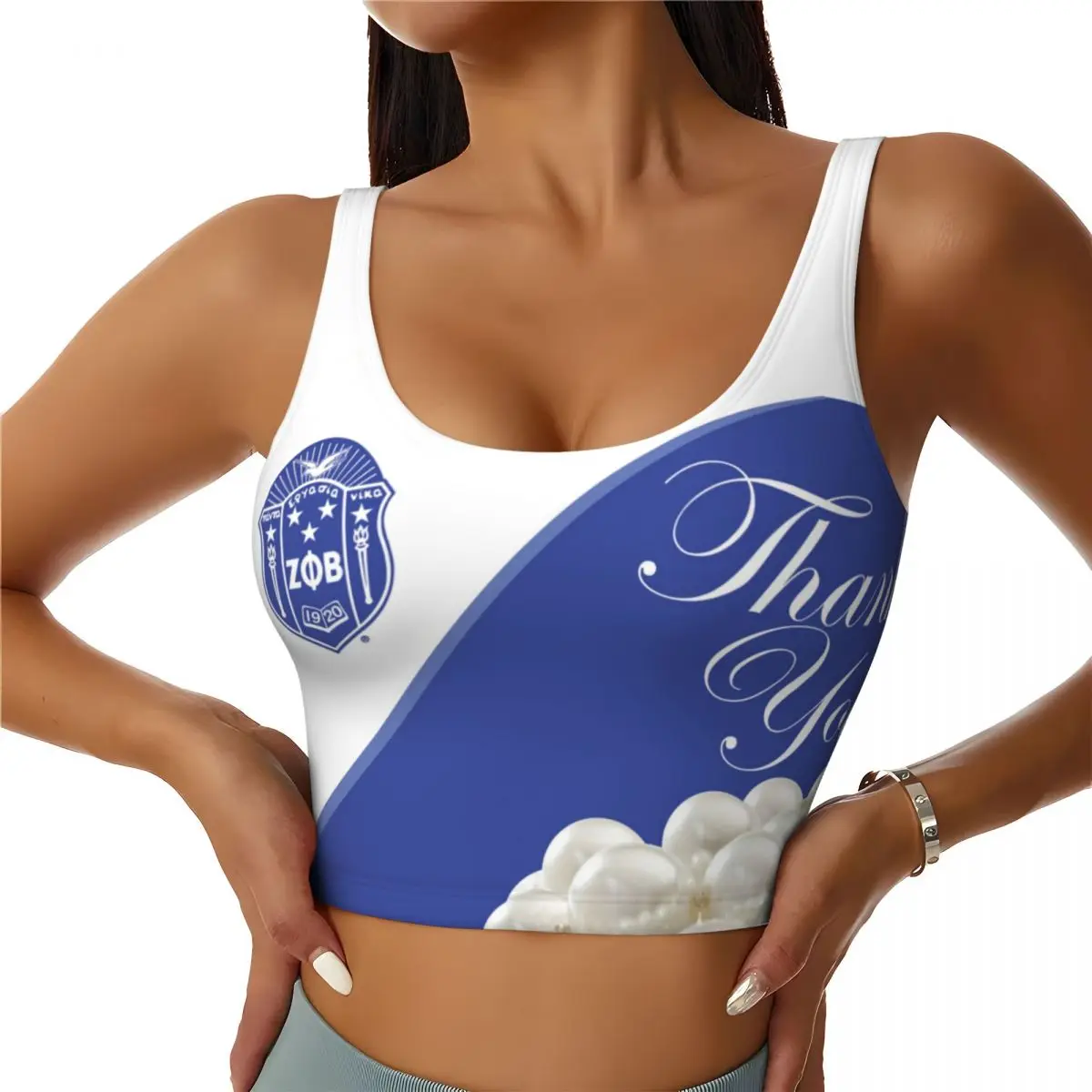 

Custom Zeta Phi Beta Sorority Sports Bra for Women Greek Letter 1920 High Impact Workout Yoga Crop Top