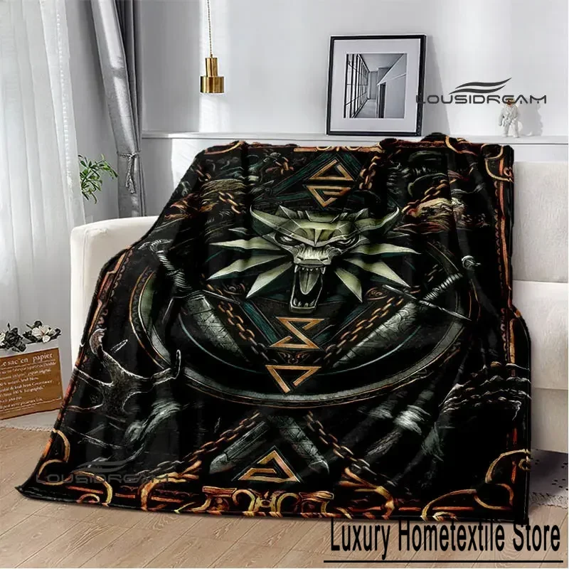 W-Witcher game Printing blanket Flange Warm blankets picnic Home travel bed linings Birthday Gift