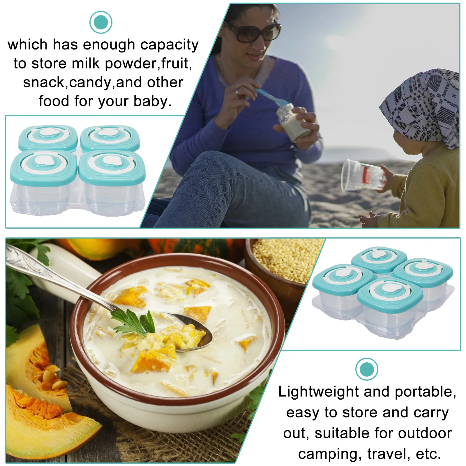 4Pcs Baby Blocks Food Storage  - Baby Food Quality 评论和价格