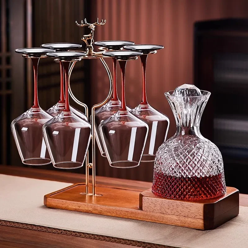 

Light luxury high-end red wine glass large set household crystal glass goblet rotating decanter wine set wine glass