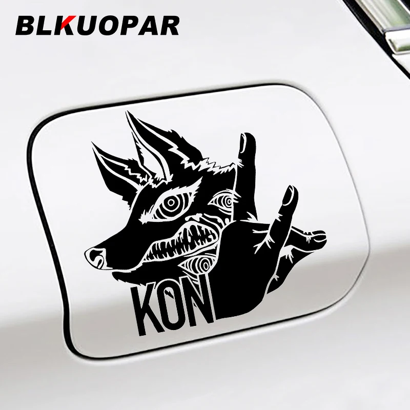 BLKUOPAR Chainsaw Anime Men Aki Kon Wolf and Hand Pose Car Sticker Accessories Decoration Die Cutting Holographic Vinyl Decals