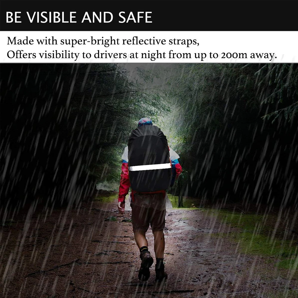 قطعة واحدة من غطاء المطر المقاوم للماء (35 لتر/45 لتر) - حزام متقاطع قابل للتعديل وطبقة معززة للمشي لمسافات طويلة والتخييم والسفر