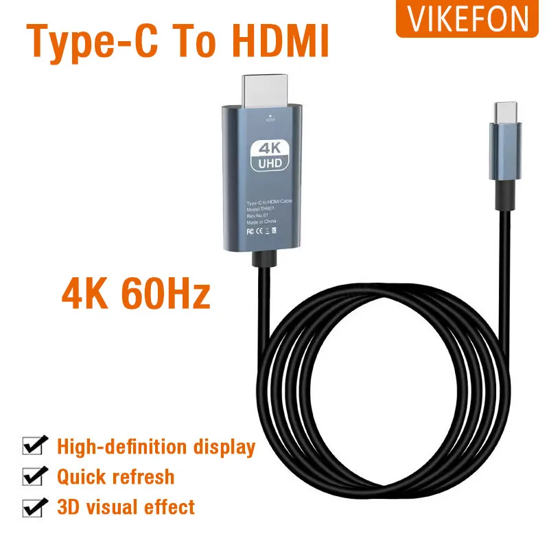 USB C to HDMI Adapter 4K 60Hz Type C Cable HDTV Converter Cable for iPhone 15 TV Converter MacBook Air iPad Samsung Book Laptop