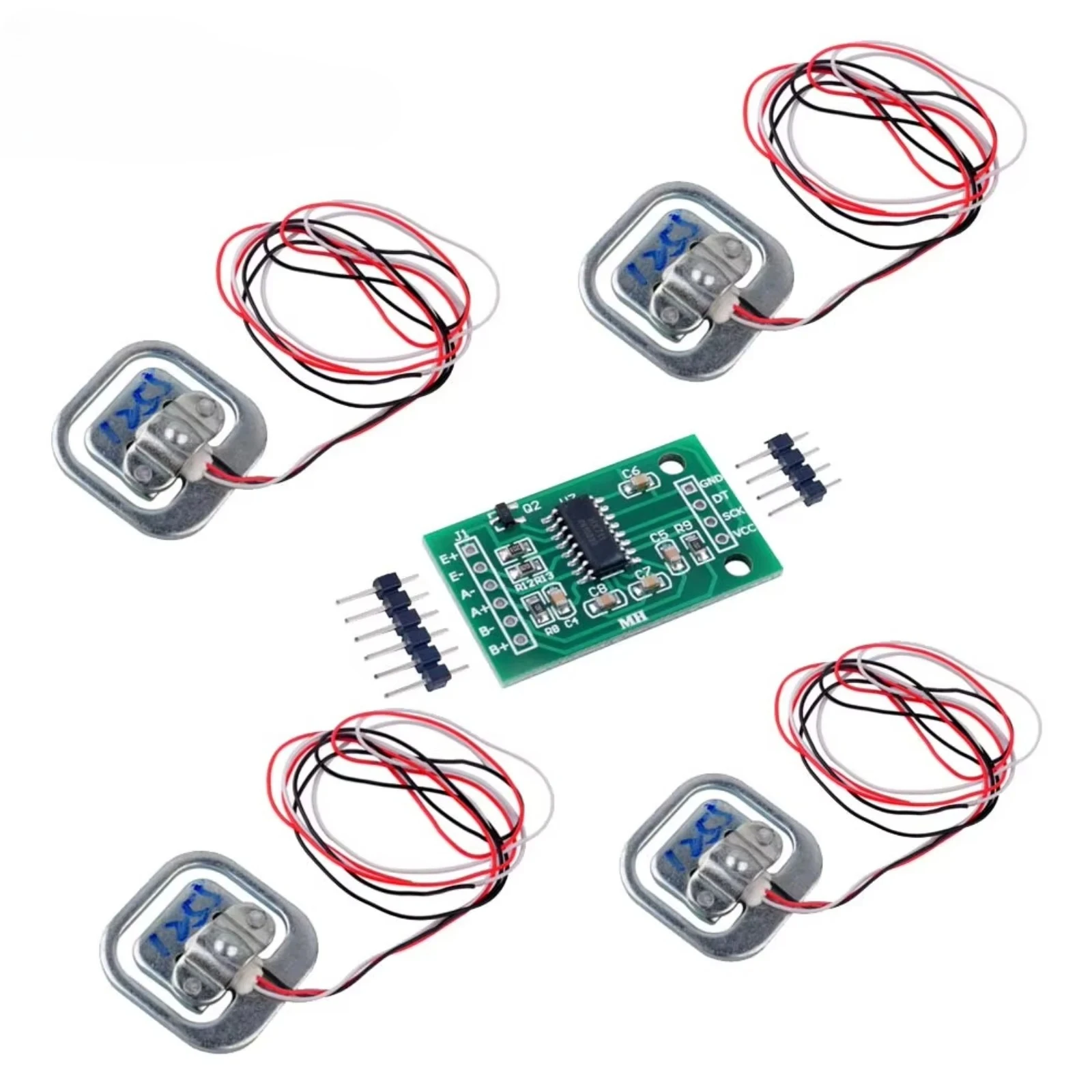 4PCS Load Cell 50kg Weight Sensor Strain Half-bridge Strain Gauge Body Scale + 1PCS HX711 AD Amplifier Module