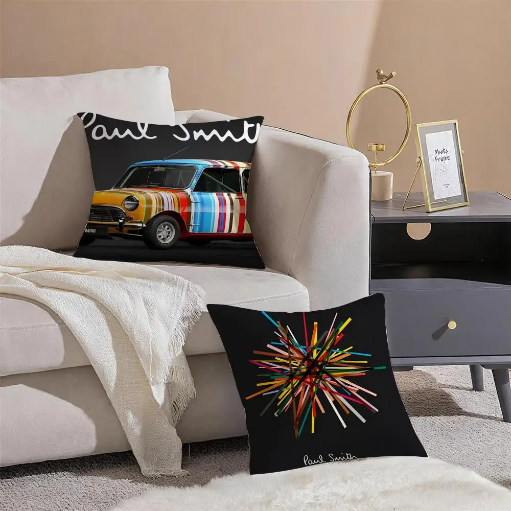 Bold British Fashion Brand P-Paul Smith Cushion Cover Throw Pillow Cover Hidden Button Durable Polyester Chair Cushion