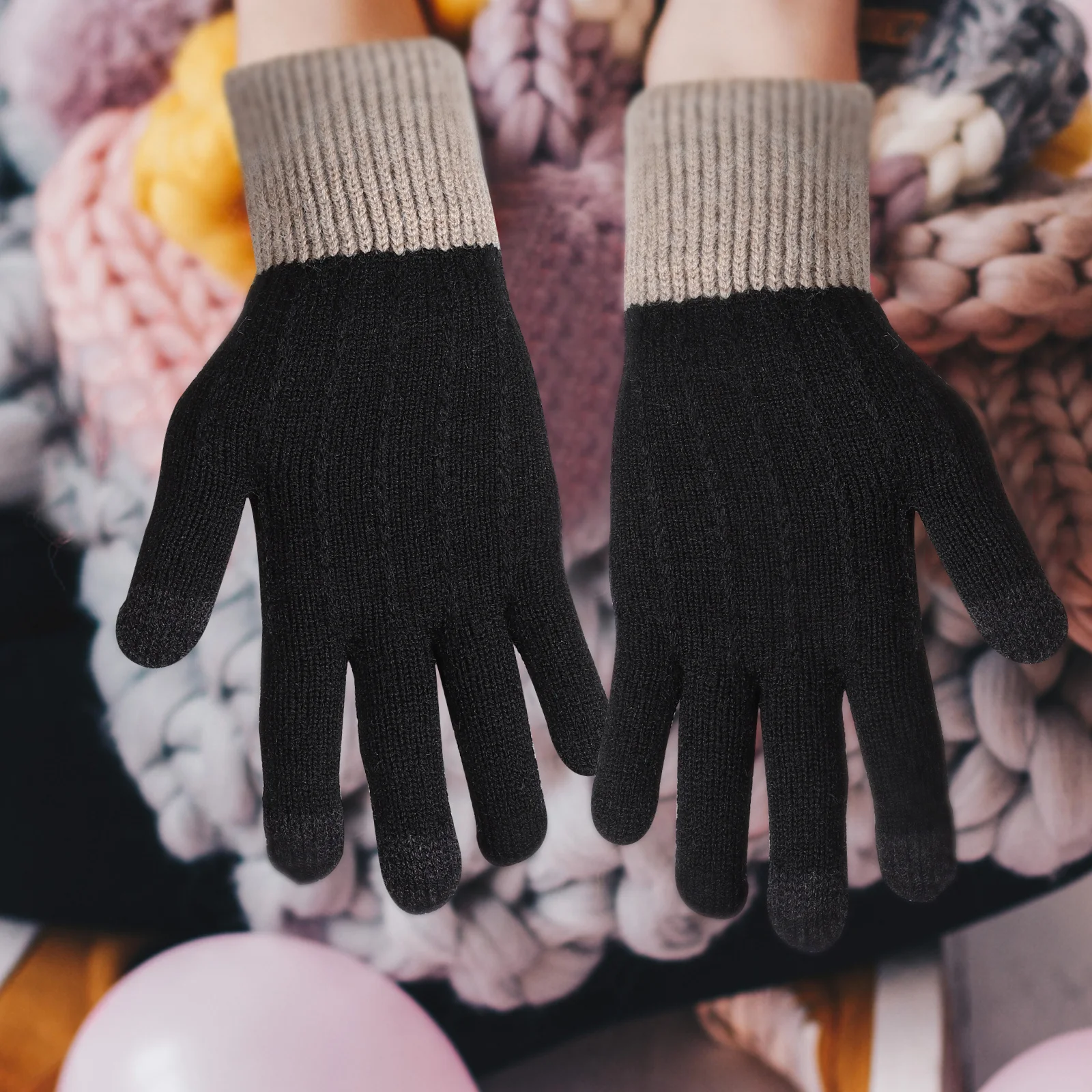 

2pcs 2 Pairs Warm Fleece Gloves For Winter Thermal Full Finger Touchscreen Mittens Soft Windproof Gift For Women Men