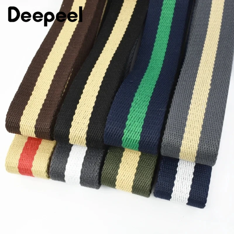 

2/5Meters 38mm Cotton Stripe Webbing Strap Pet Collar Safety Band Shoulder Bag Straps Decorative Braid Ribbon Sewing Accessories