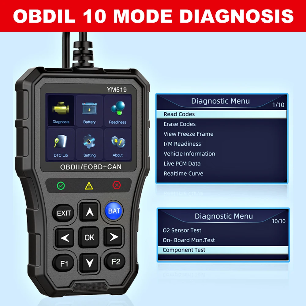 Picture 4: YM519 OBD Car Fault Detector Engine Testing Tool Code Reader Fault Code Scanner Multi-language OBD2 Scanner Auto Diagnostic Tool