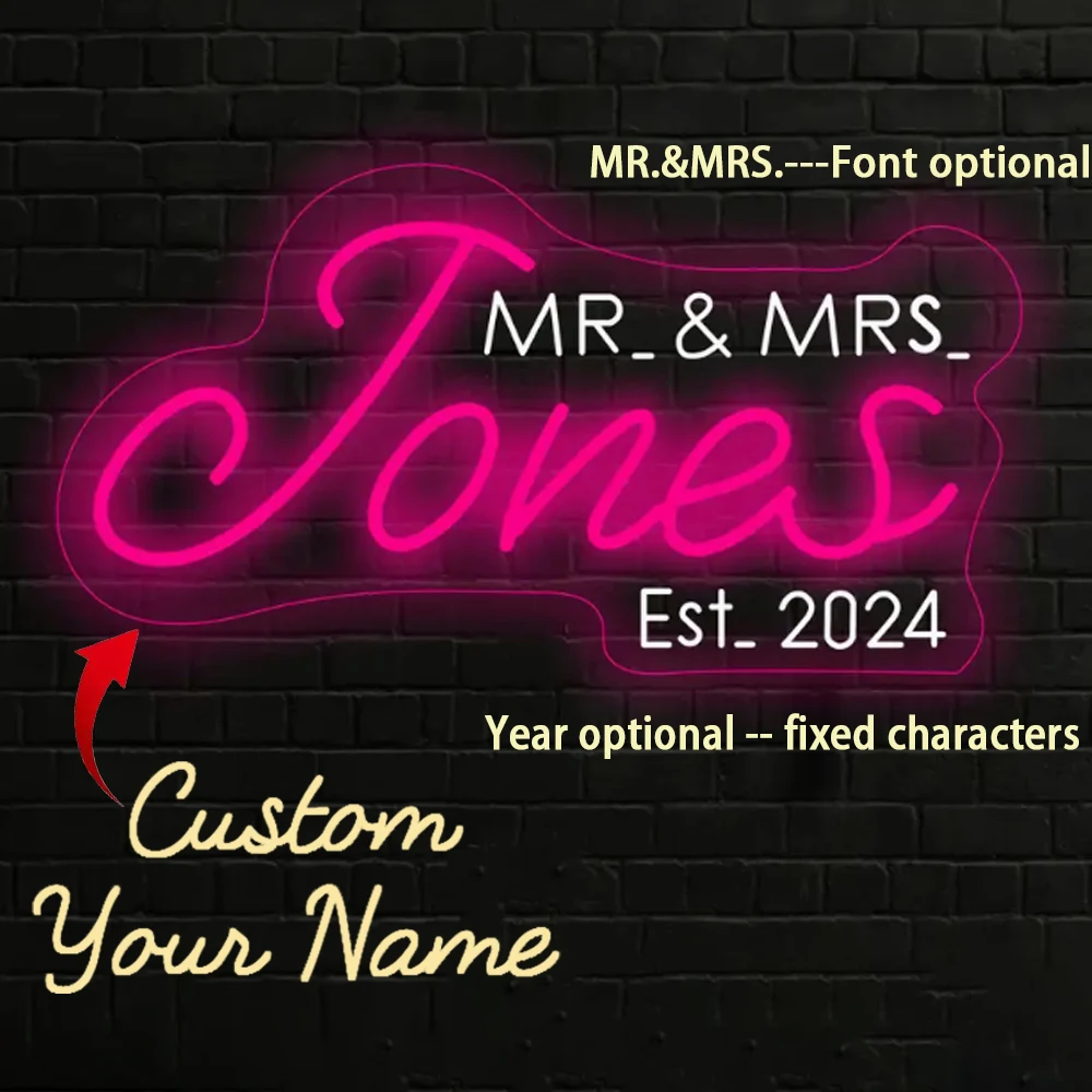 

Name Custom Neon Sign Wedding Led Wall Decor Dimmable Room Decoration For Wedding Party Home Engagement Proposal Ceremony Lamp