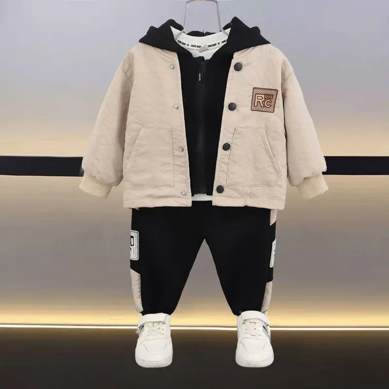 Spring and Autumn New Products Boys Clothes Set Cute Cotton Hooded Coat + Pants 2PCS Set Casual Kids Sportswear