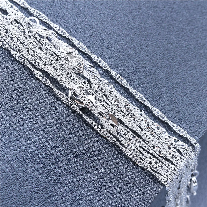 5pcs/Pack 16-30inch 925 Silver Water-Wave Necklace for Women Jewelry Pendant Accessories Wholesale