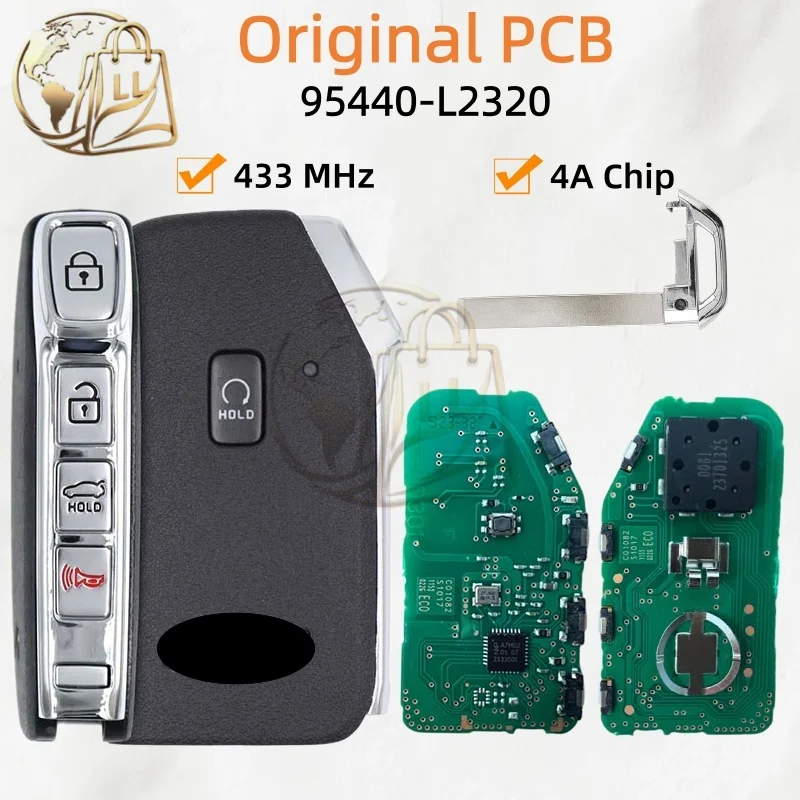Original PCB For KIA K5 2021 Smart Remote Key After-Sales Market Shell 4 +1 Buttons 433 MHz 4A Chip FCC ID: 95440-L2320