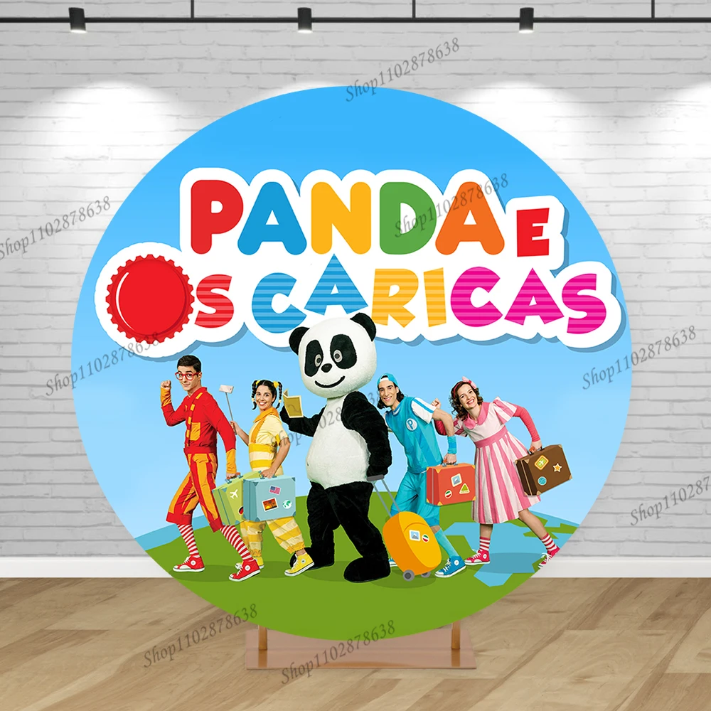 Panda E Os Caricas Party Round Backdrop Cover Children Happy Birthday Background Baby Shower Banner Decoration Photo