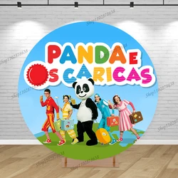 Panda E Os Caricas Party Round Backdrop Cover Children Happy Birthday Background Baby Shower Banner Decoration Photo