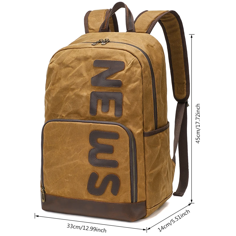 Retro canvas bag, double-shoulder backpack, large capacity double-shoulder bag, casual travel backpack