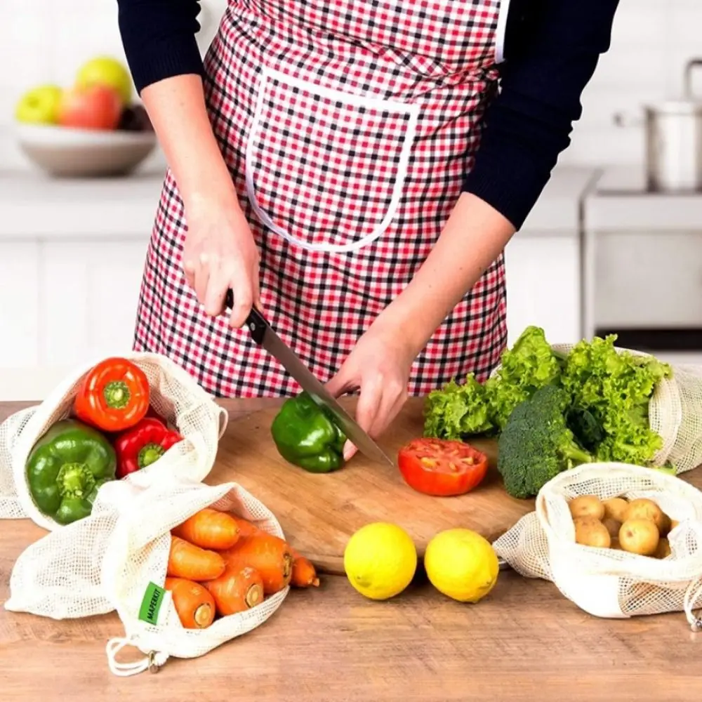 

Reusable Cotton Mesh Bag Light Weight Large Capacity Mesh Shopping Bag Eco-friendly Fruit and Vegetable Storage Drawstring Bag