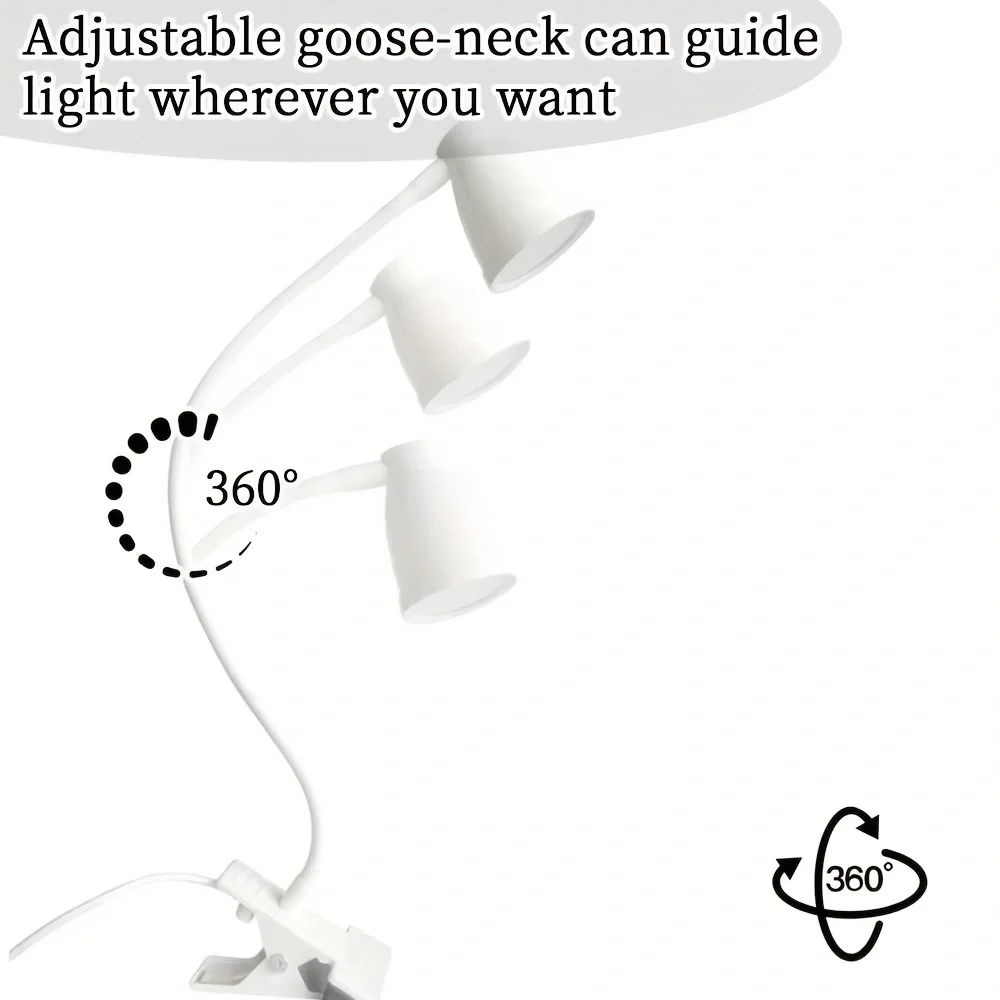 Lampka biurkowa LED z klipsem USB Book Light 360 °   Elastyczna ochrona oczu, giętka szyjka, 3 poziomy jasności, regulowana lampka do czytania przy łóżku. — zdjęcie 5