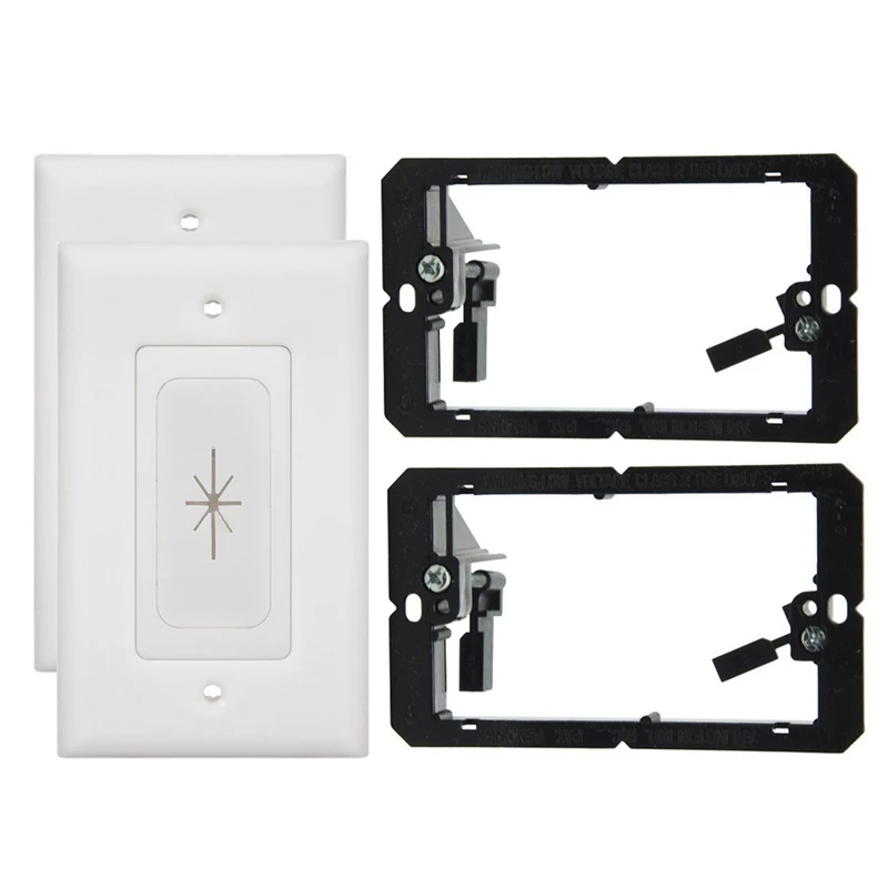 2 Pack Rubber Wall Grommet Insert With Decorator Wall Plate & Mounting Bracket,Pass Through Plate For Low-Voltage Cables